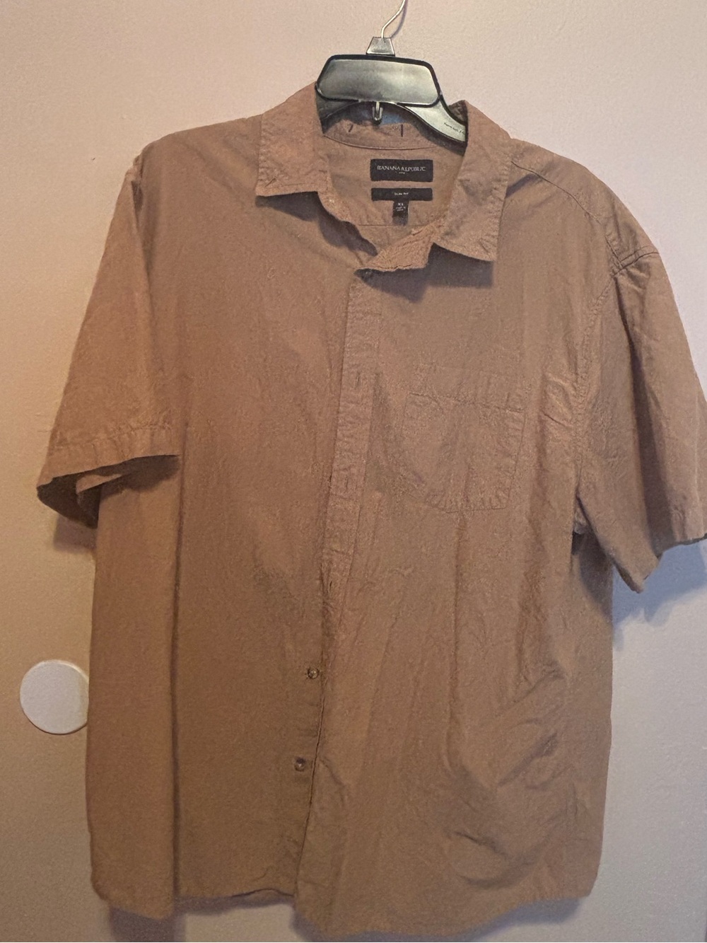 Banana Republic Men's Short-Sleeve Button-Down Shirt — Brown/Tan